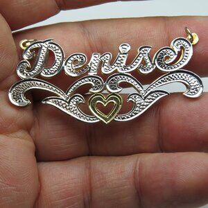 14k Gold Double Name Plate DENISE Hand Made